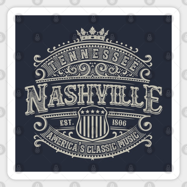 Nashville Tennessee Music City Sticker by Designkix